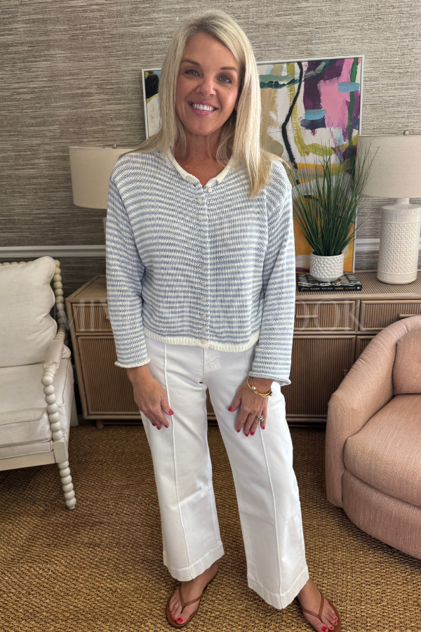 Cyrus sweater, sky blue/white