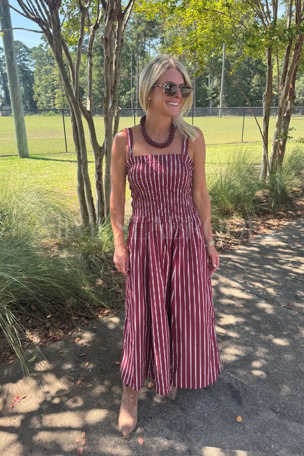 Darthey dress, crimson/white