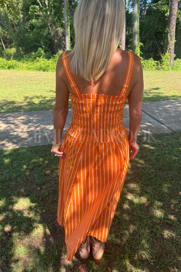 Darthey dress, orange/white