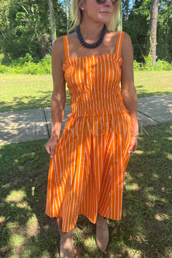 Darthey dress, orange/white