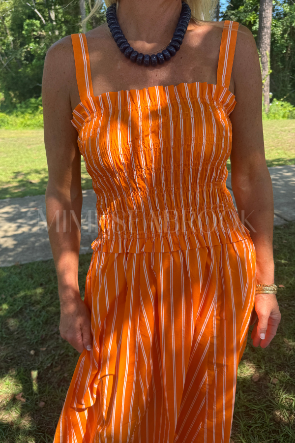 Darthey dress, orange/white