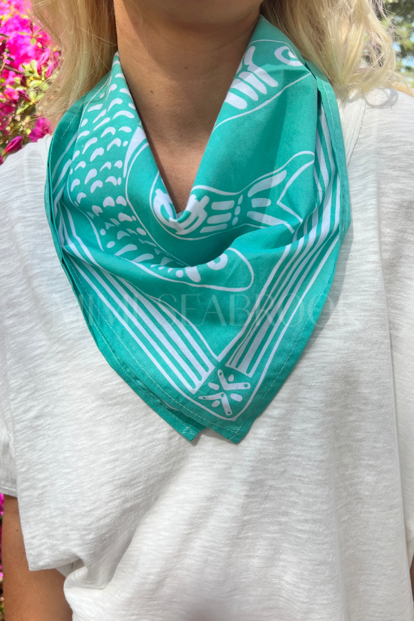 Darya scarf Sardine Bandana, aqua
