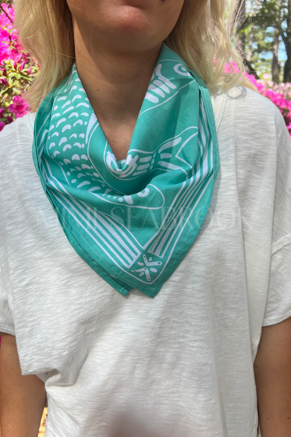 Darya scarf Sardine Bandana, aqua