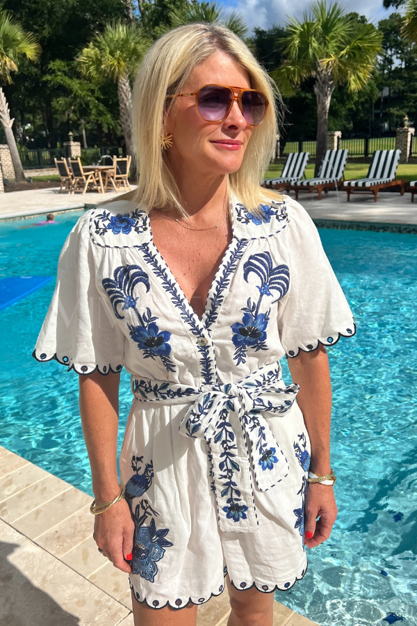 Delicate Forest Embroidered Romper by Farm Rio