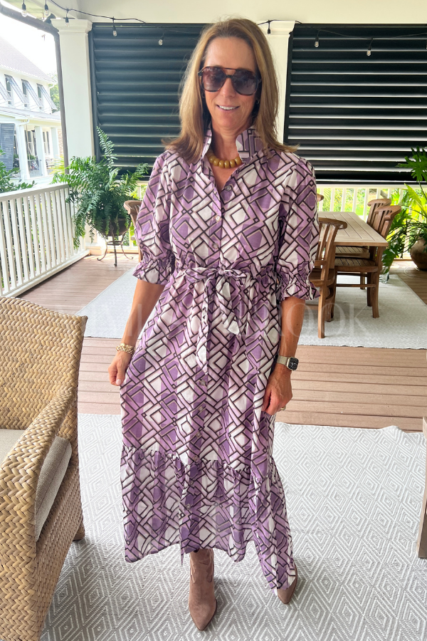 Dessie dress by Holly Shae, purple plaid print