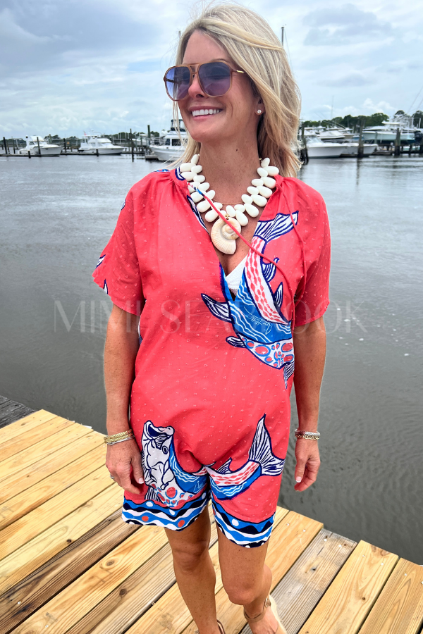 Duck Key cover up Dress by King + Pitt, sunset tarpon print