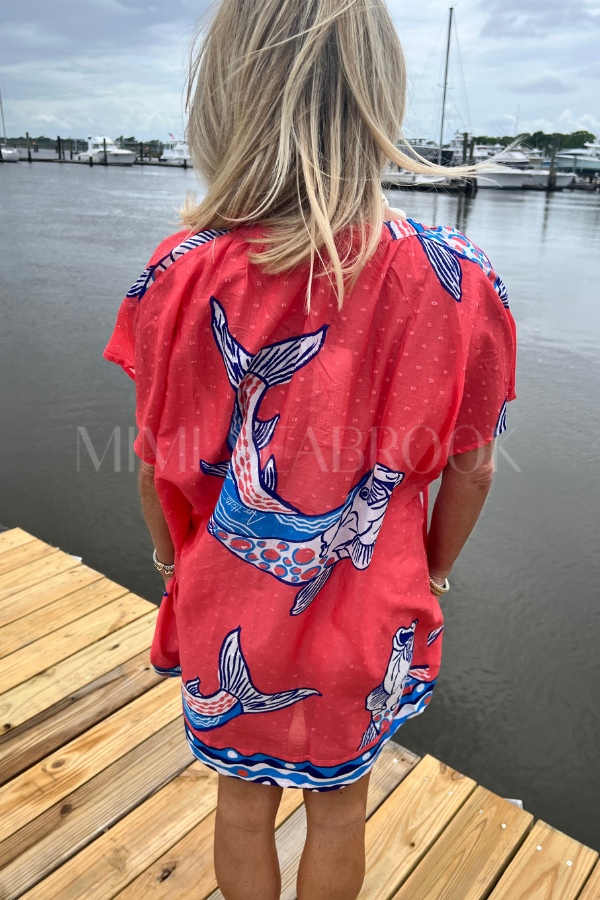 Duck Key cover up Dress by King + Pitt, sunset tarpon print