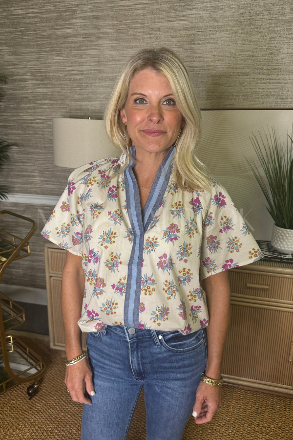 Elia top, cream multi