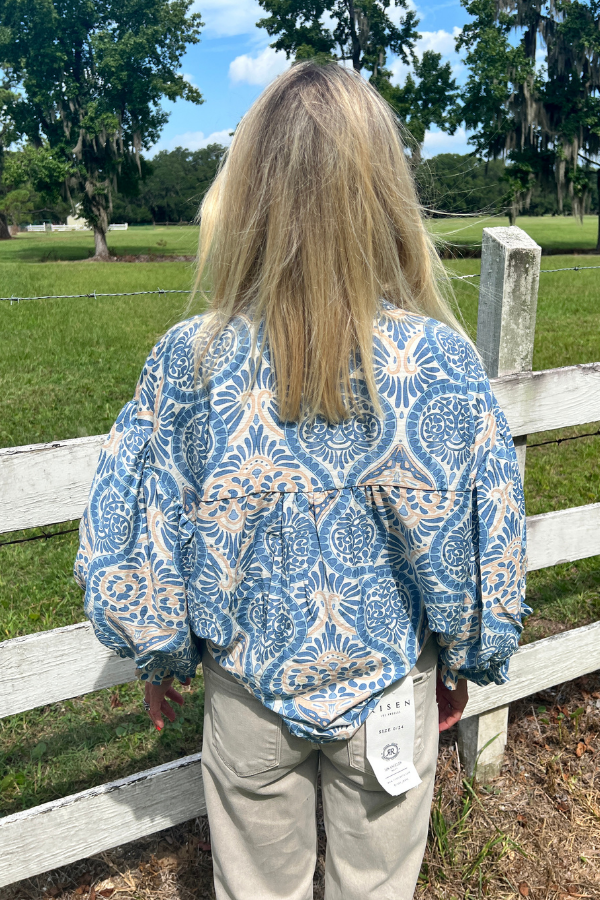 Elisha top, blue multi