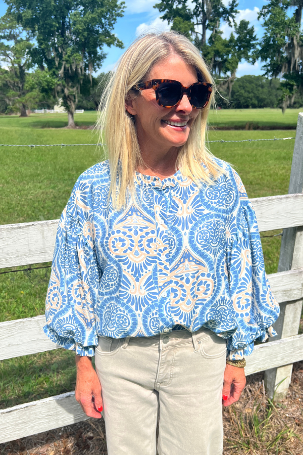 Elisha top, blue multi