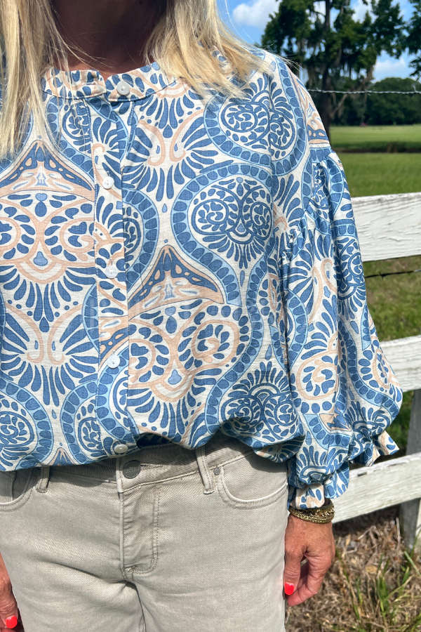 Elisha top, blue multi