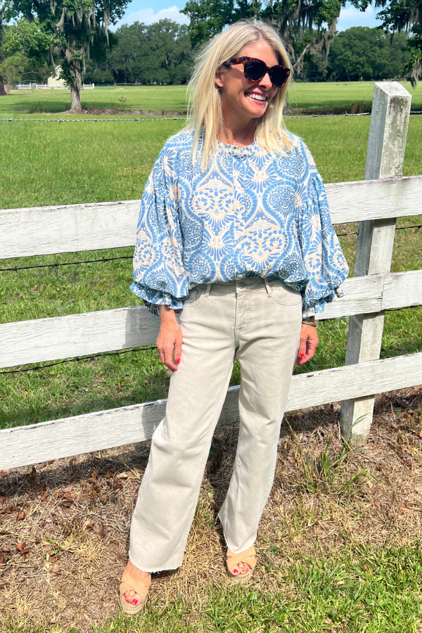 Elisha top, blue multi