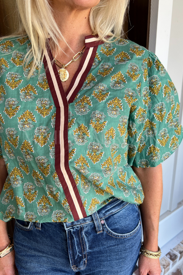 Ellison top, green multi