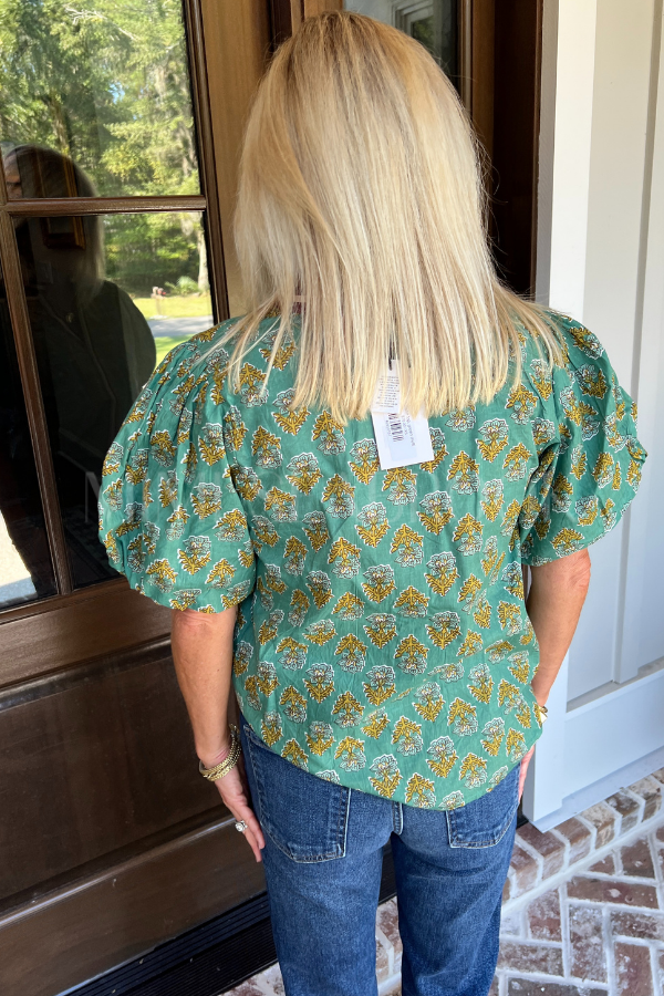 Ellison top, green multi