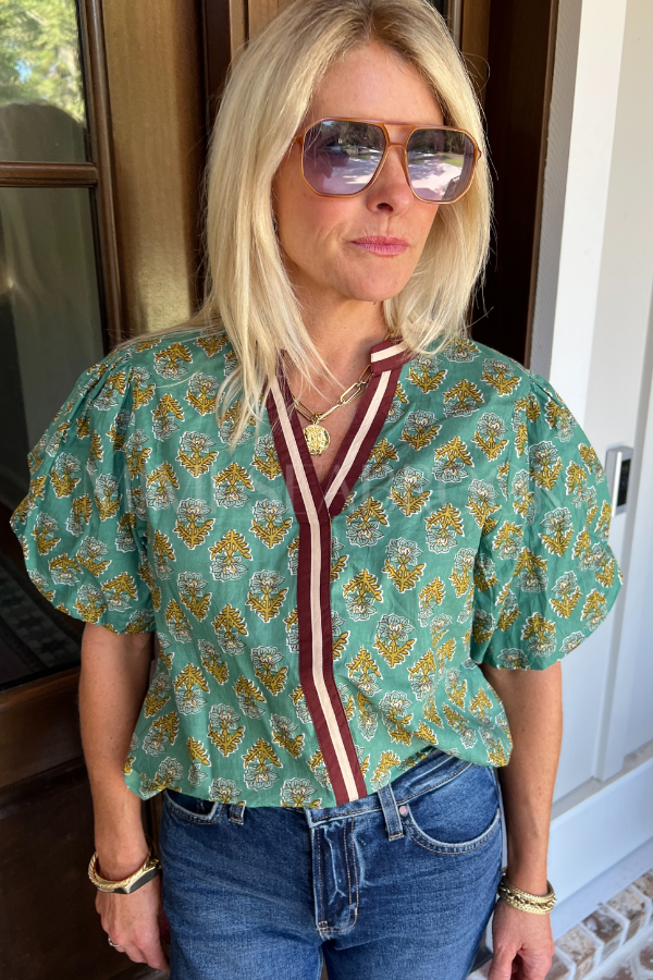 Ellison top, green multi