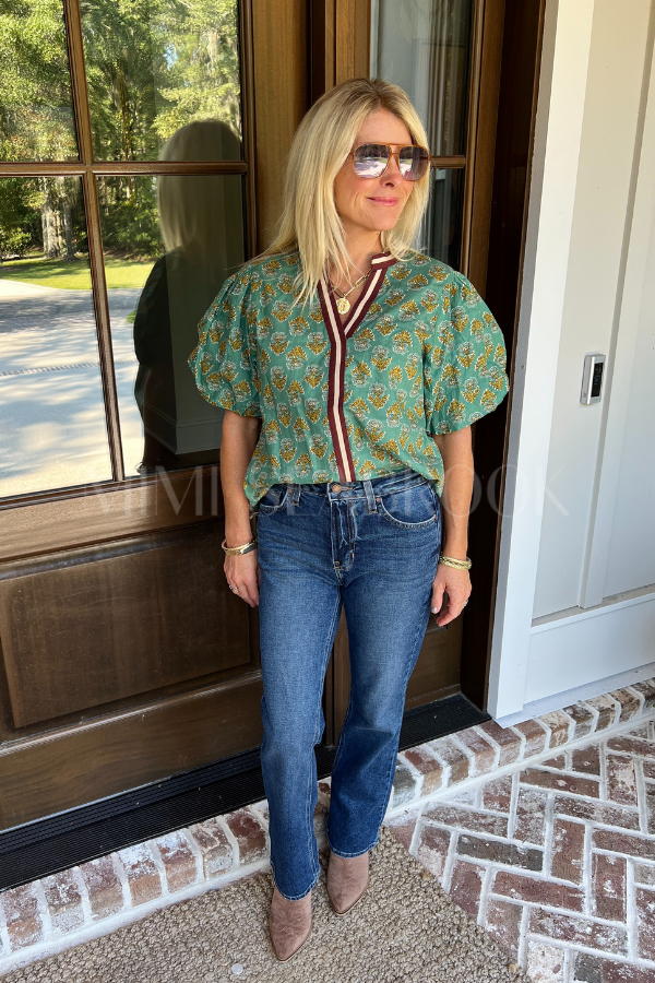 Ellison top, green multi