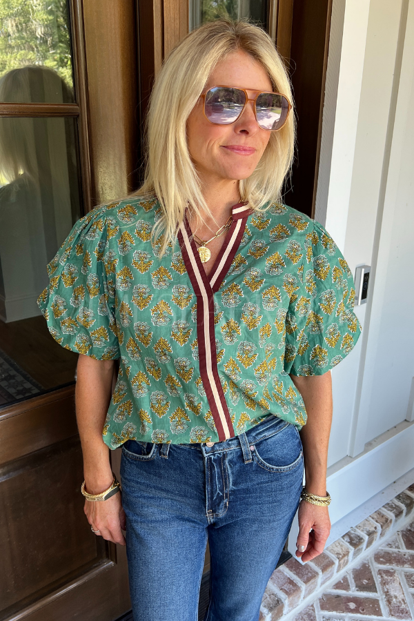 Ellison top, green multi