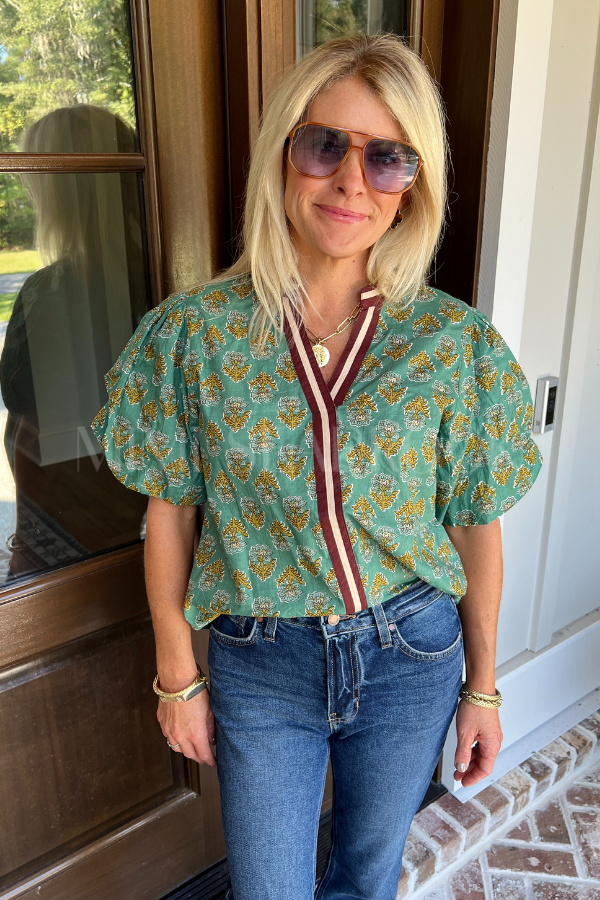 Ellison top, green multi