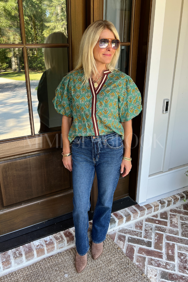 Ellison top, green multi