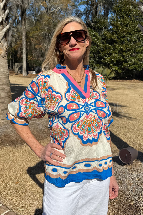 Elnora top, ecru mix
