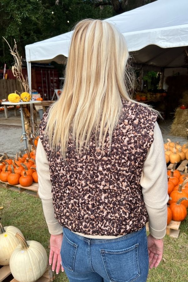 Emery vest, brown leopard