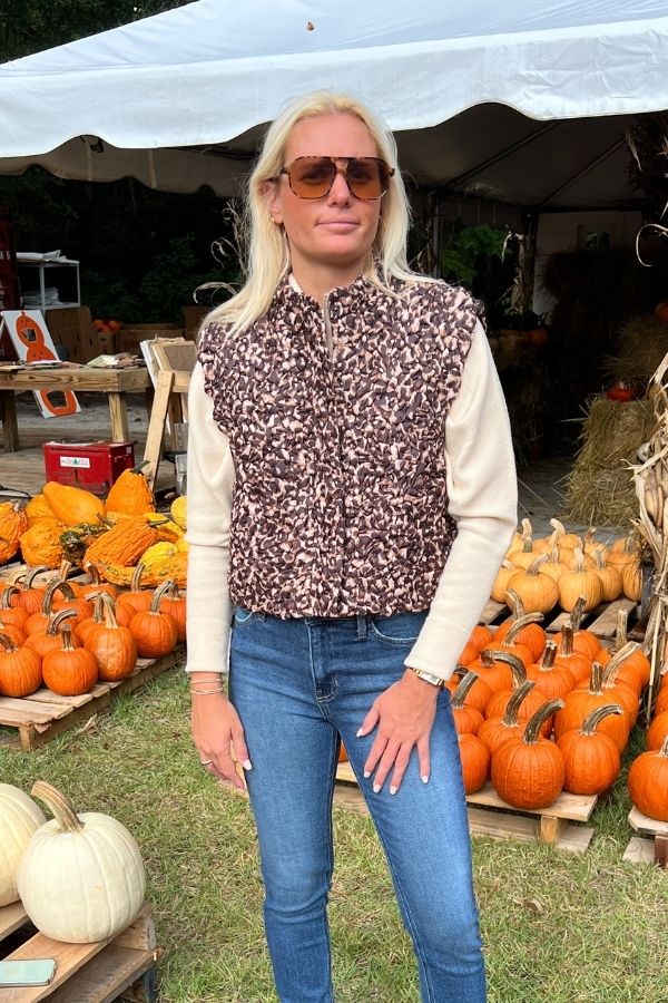 Emery vest, brown leopard