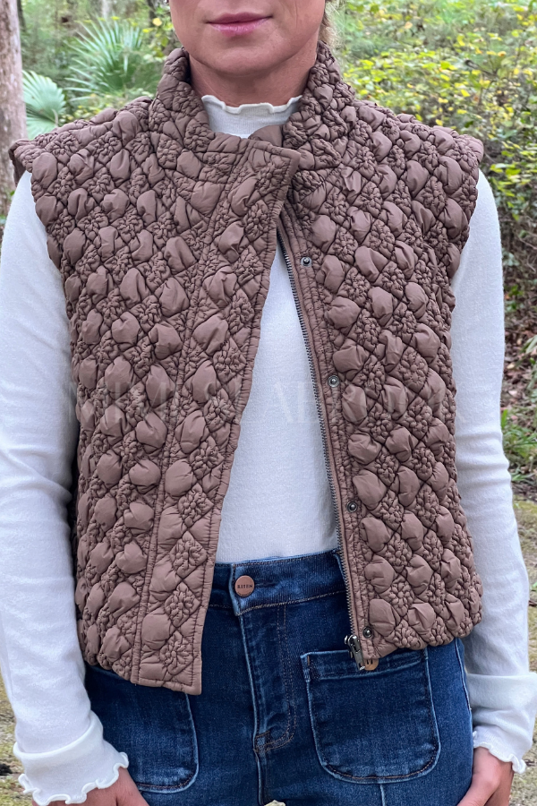 Pre-order Emery vest, mocha ships Oct 15