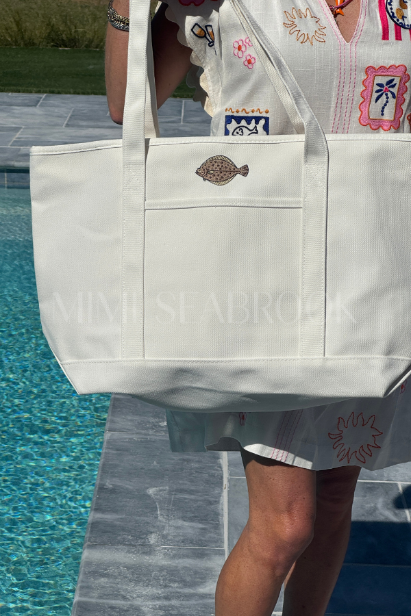 Lowcountry Tote Bag by Mimi Seabrook, Flounder