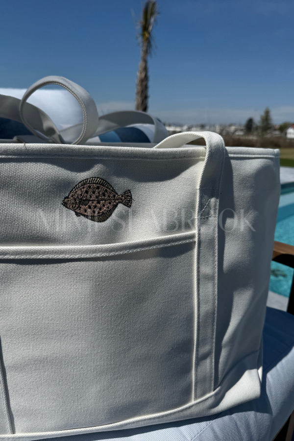 Lowcountry Tote Bag by Mimi Seabrook, Flounder