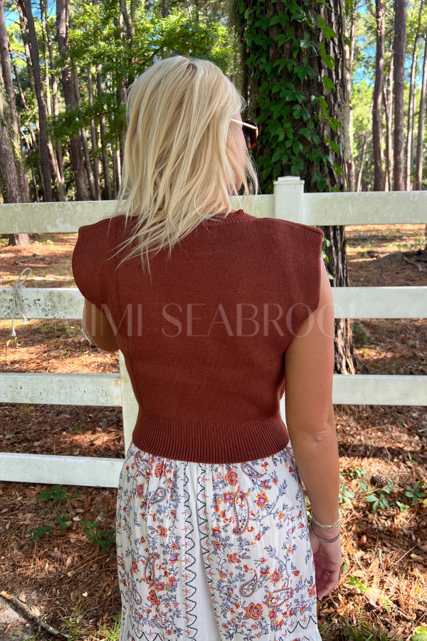 Fairbanks knit top, cinnamon