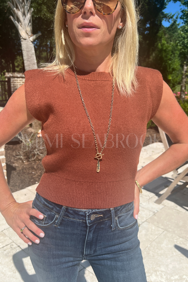 Fairbanks knit top, cinnamon