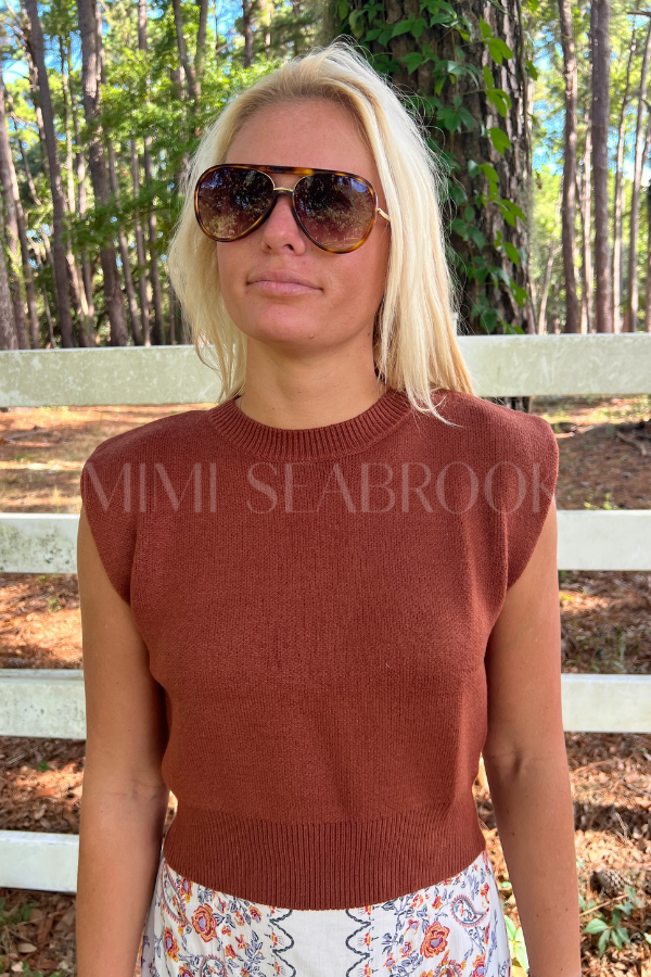 Fairbanks knit top, cinnamon