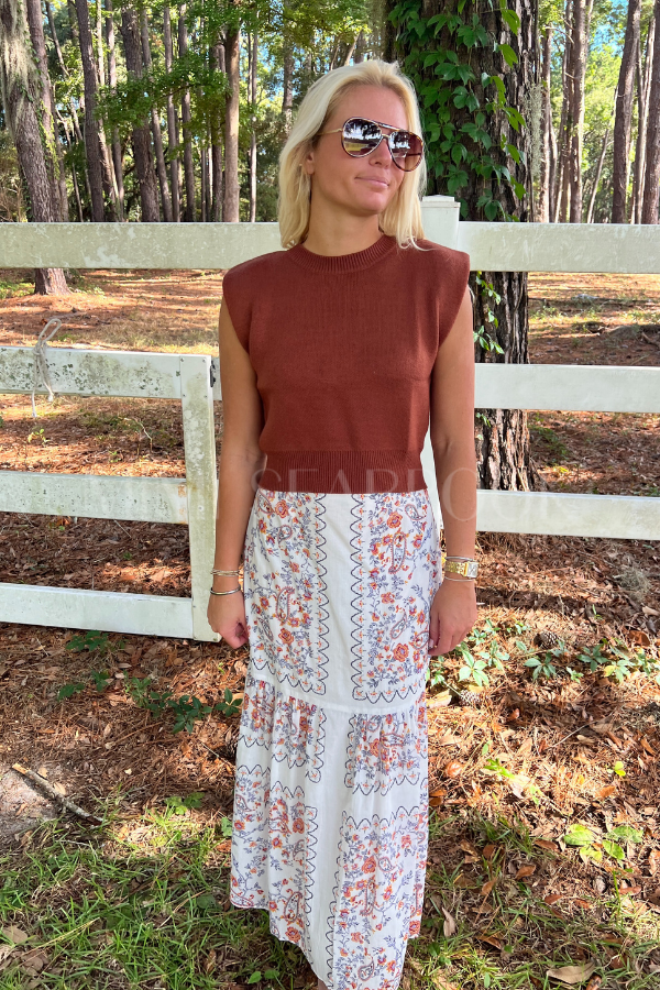 Fairbanks knit top, cinnamon