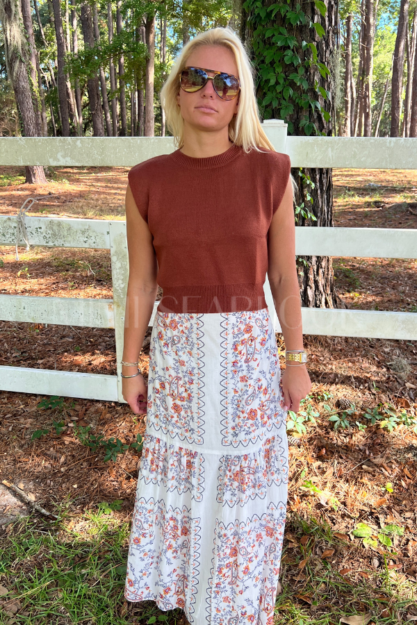 Fairbanks knit top, cinnamon