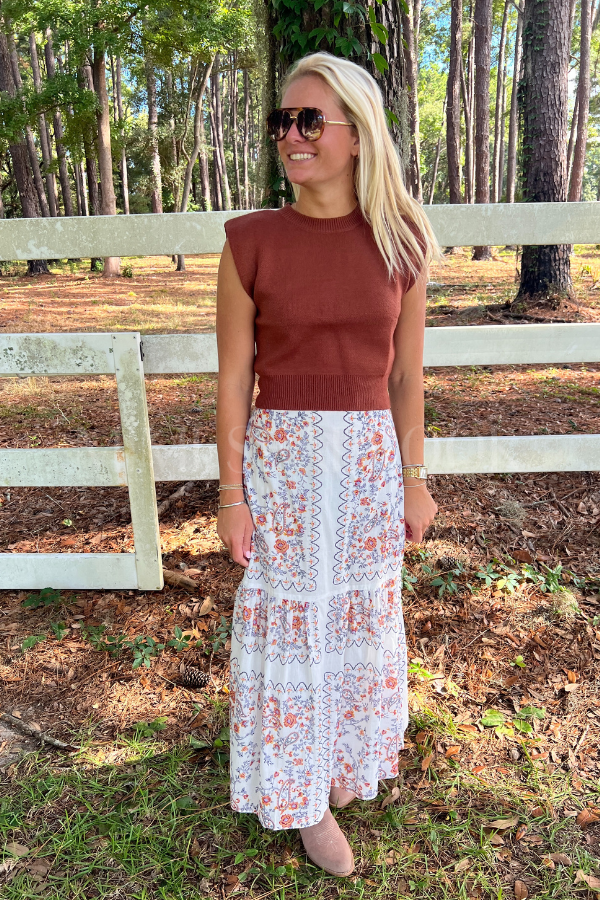 Fairbanks knit top, cinnamon