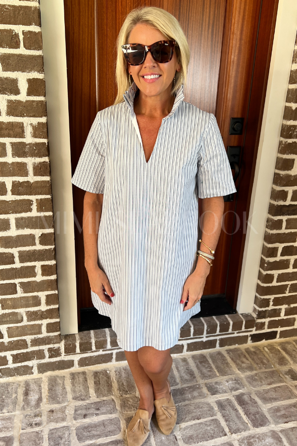 Falyn dress, blue stripe