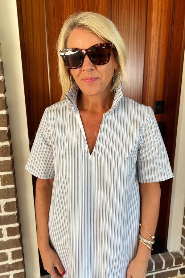 Falyn dress, blue stripe