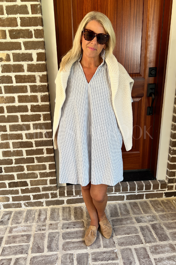 Falyn dress, blue stripe