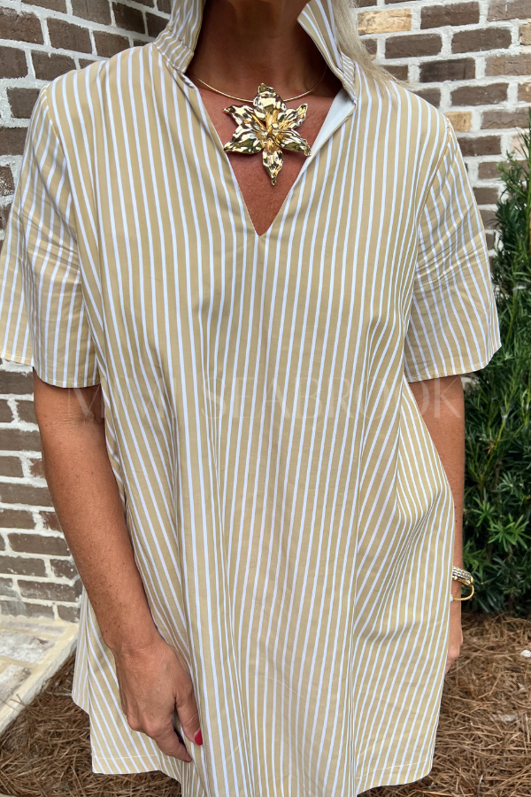 Falyn dress, gold stripe