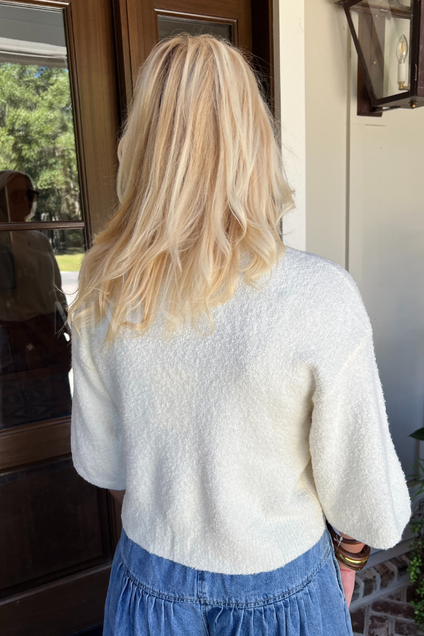 Faulkner sweater top, cream