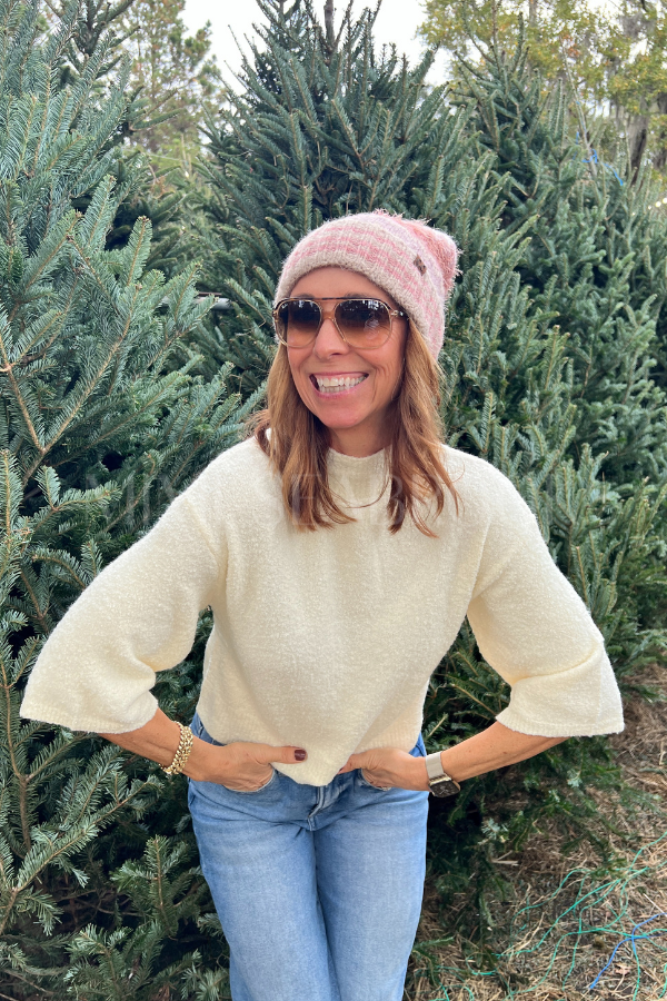 Faulkner sweater top, cream