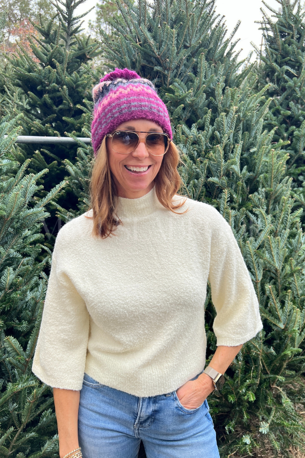 Faulkner sweater top, cream