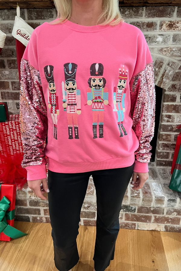 Festive Nutcracker sweatshirt top, pink