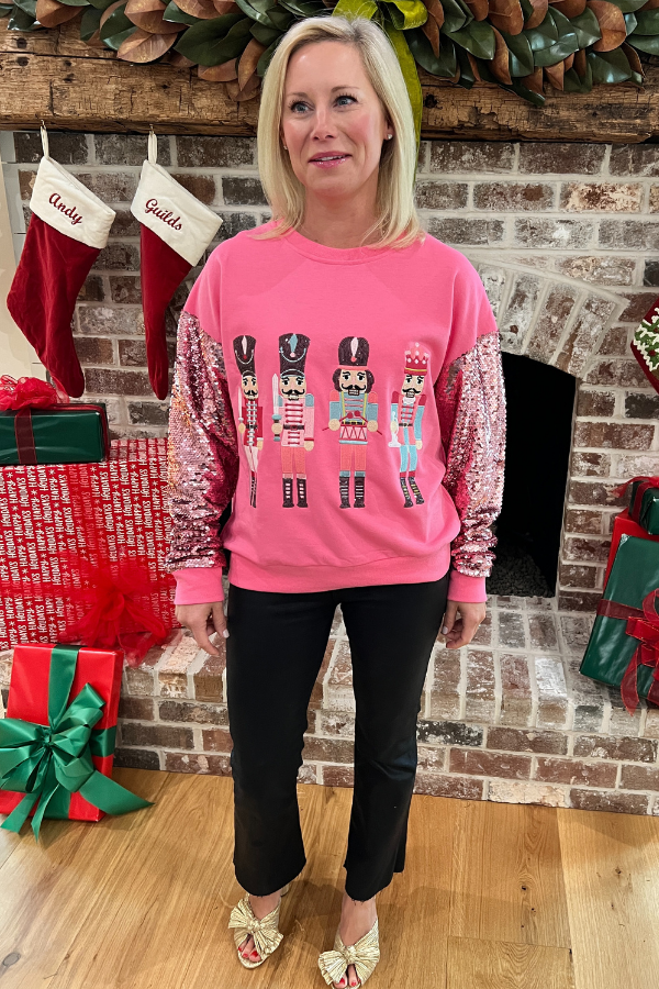 Festive Nutcracker sweatshirt top, pink