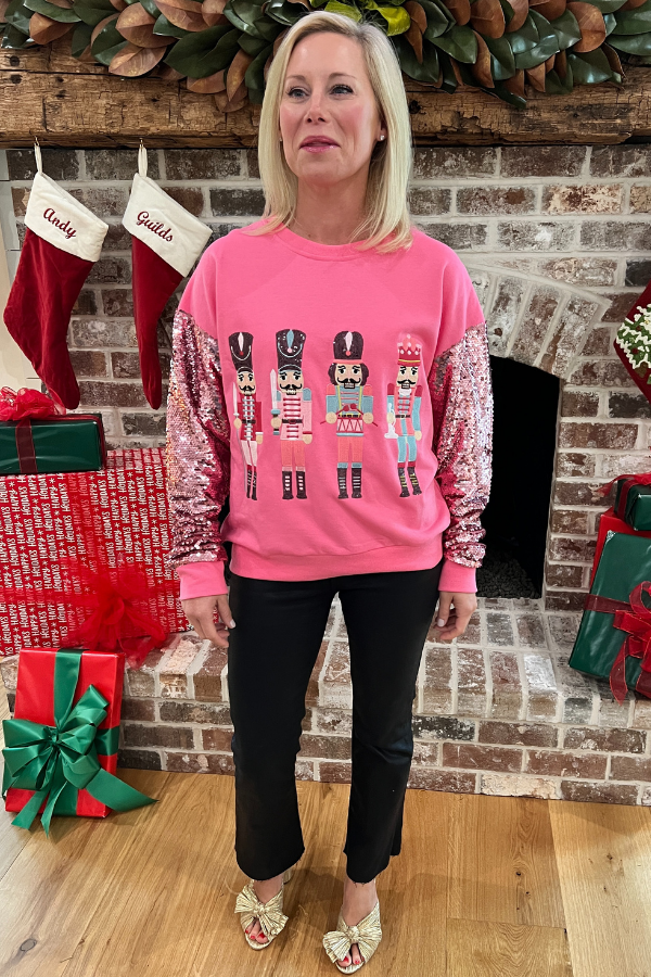 Festive Nutcracker sweatshirt top, pink