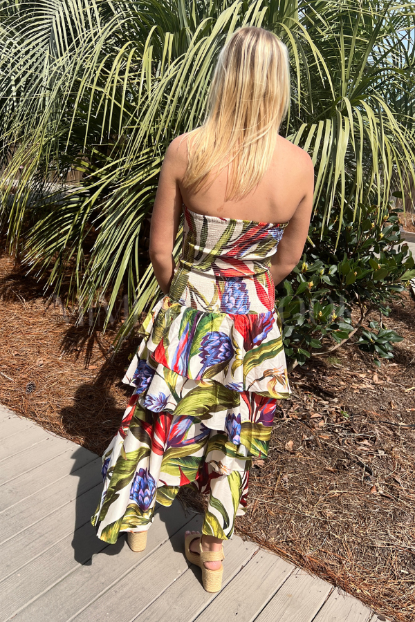 Florart Sand Strapless Maxi Dress by Farm Rio