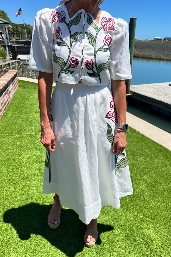 Flower Midi Skirt by Farm Rio