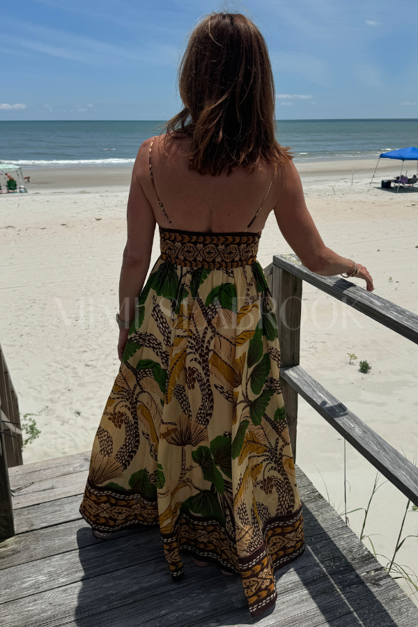 Foliage Sketch Sand Maxi Dress by Farm Rio