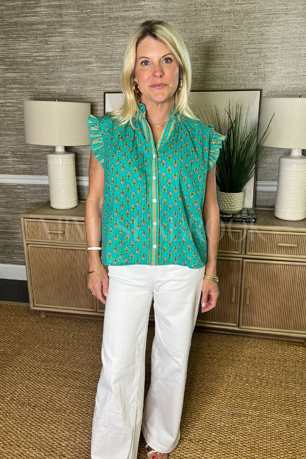 Garner top, turquoise