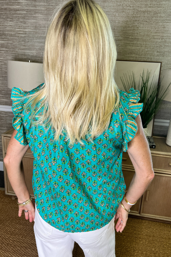 Garner top, turquoise